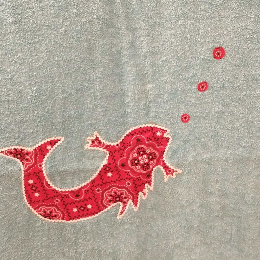 Wild 50s Beach Towel Calico Nymph On Aqua Terry Pockets 1 Zip w Tag Unused 66x36